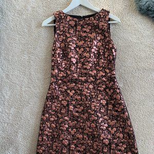 Alice and Olivia Black and Gold Embroidered Dress